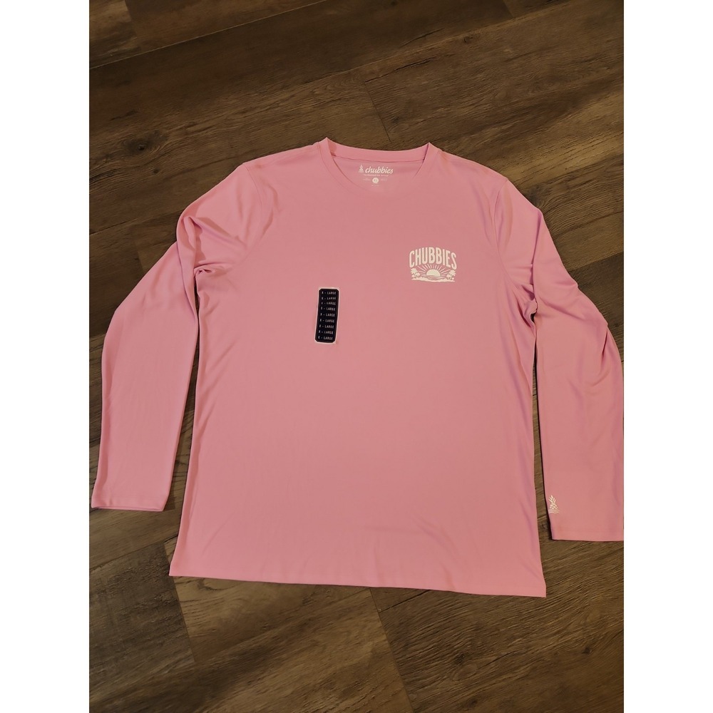 Chubbies Men's Sun Crew Rash Guard Pink & Proud, XL NWT